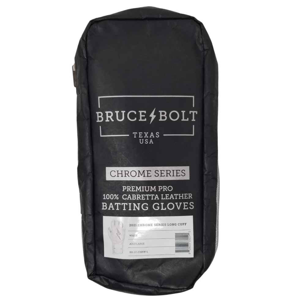 ADULT BRUCE BOLT 2021 CHROME SERIES LONG CUFF BATTING GLOVES WITH STORAGE BAG 11 ADULT BRUCE BOLT 2021 CHROME SERIES LONG CUFF BATTING GLOVES WITH STORAGE BAG