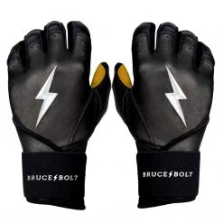BRUCE BOLT PREMIUM PRO LONG CUFF BATTING GLOVES WITH STORAGE BAG ADULT