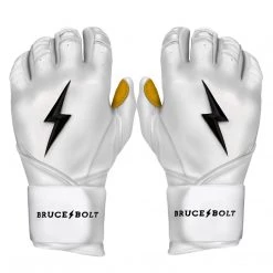 BRUCE BOLT PREMIUM PRO LONG CUFF BATTING GLOVES WITH STORAGE BAG ADULT
